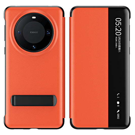 For Huawei Mate 60 Pro View Window PU Leather Phone Case Kickstand Phone Cover