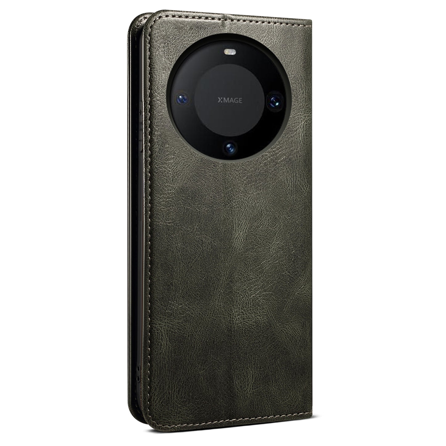 For Huawei Mate 60 Anti-Scratch Cover Waxy Crazy Horse Texture PU Leather Stand Wallet Phone Shell