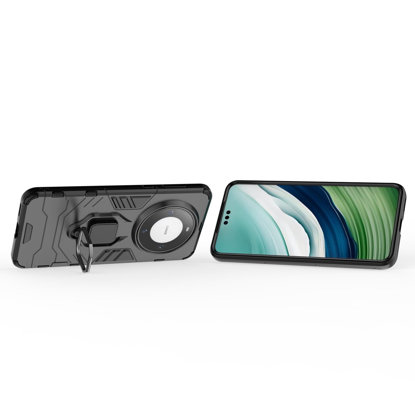 For Huawei Mate 60 Pro TPU+PC Protective Case Ring Holder Kickstand Phone Cover