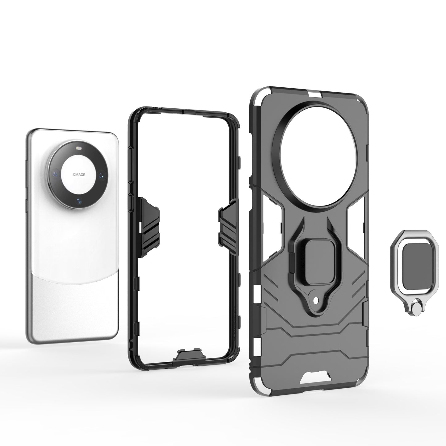 For Huawei Mate 60 Pro TPU+PC Protective Case Ring Holder Kickstand Phone Cover