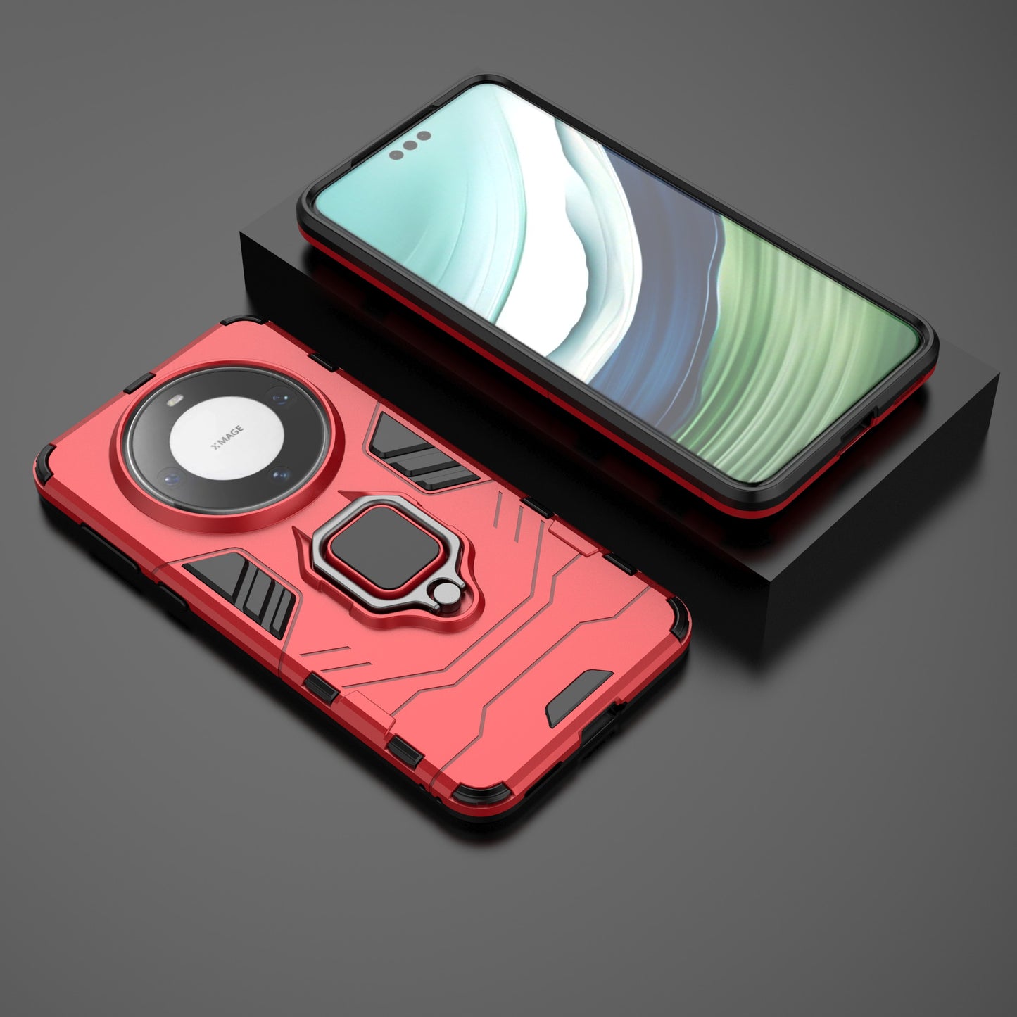 For Huawei Mate 60 Pro TPU+PC Protective Case Ring Holder Kickstand Phone Cover