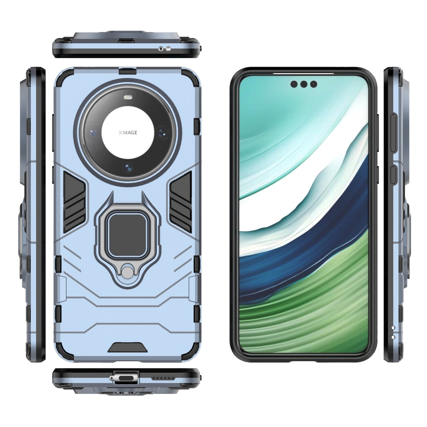 For Huawei Mate 60 Pro TPU+PC Protective Case Ring Holder Kickstand Phone Cover