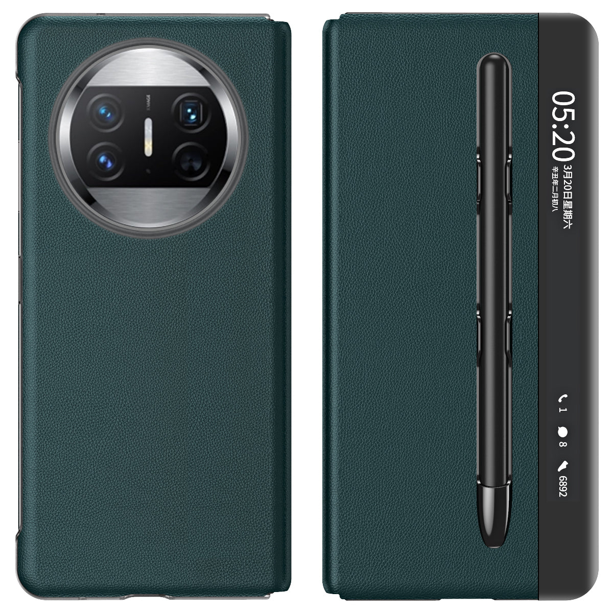 Leather Case with Stylus for Huawei Mate X5 , View Window Foldable Stand Phone Cover