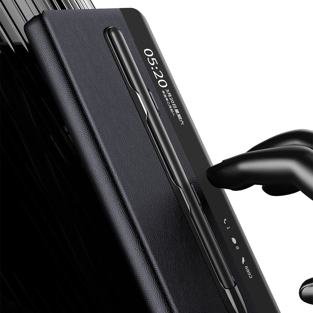Leather Case with Stylus for Huawei Mate X5 , View Window Foldable Stand Phone Cover