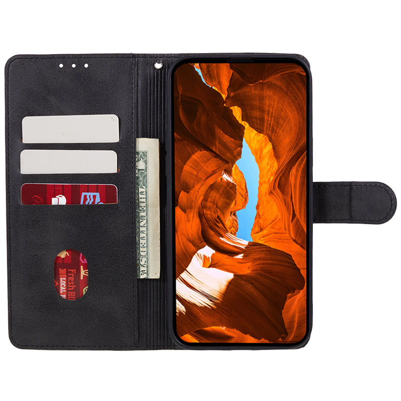 For Huawei Mate 60 Business Style Phone Cover Magnetic Clasp PU Leather Calf Texture Wallet Stand Phone Case