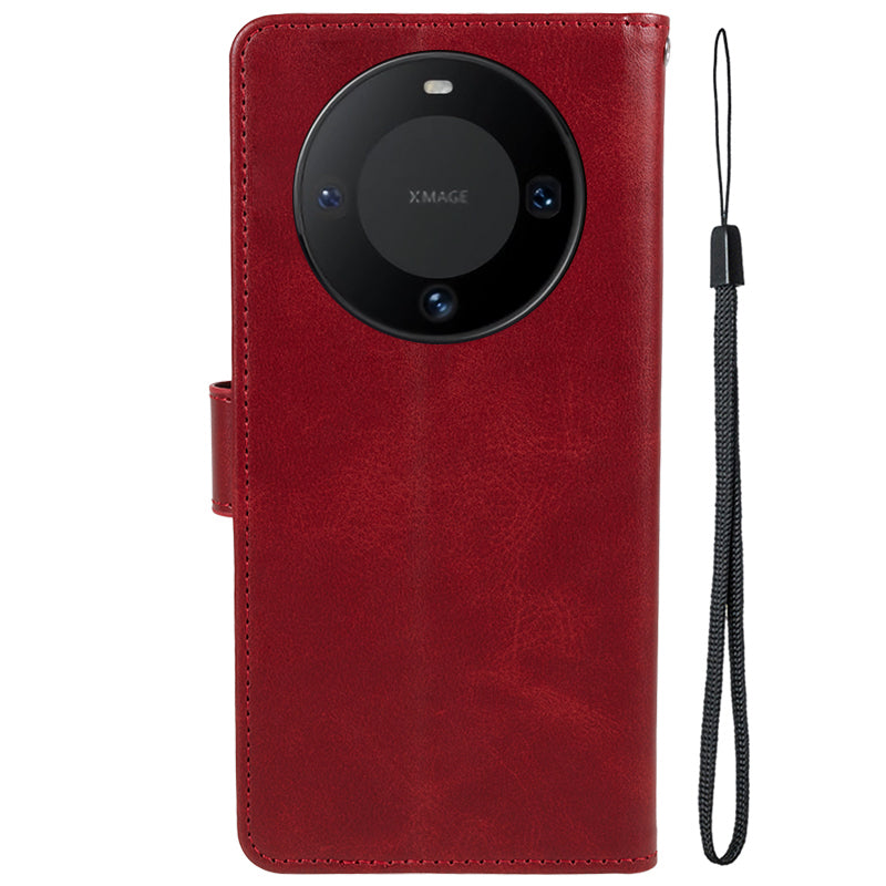 For Huawei Mate 60 Business Style Phone Cover Magnetic Clasp PU Leather Calf Texture Wallet Stand Phone Case