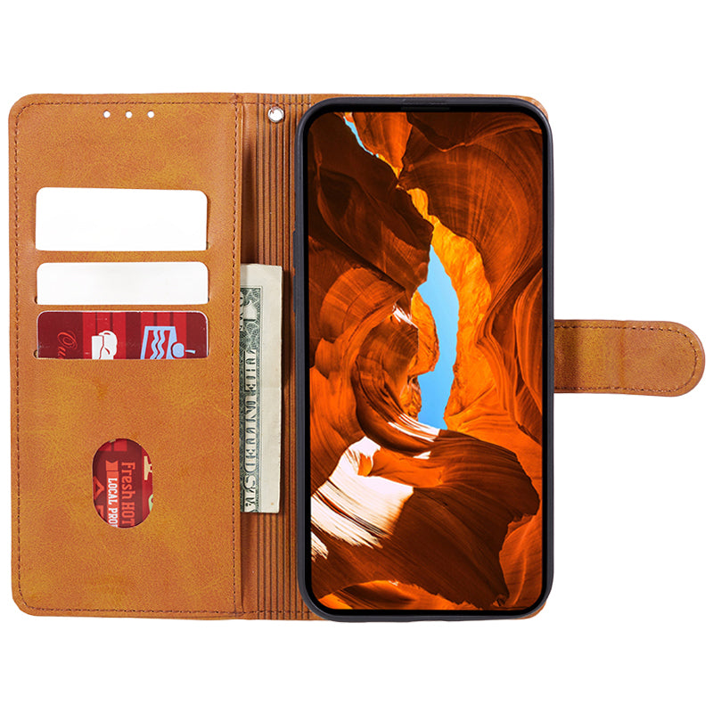 For Huawei Mate 60 Business Style Phone Cover Magnetic Clasp PU Leather Calf Texture Wallet Stand Phone Case