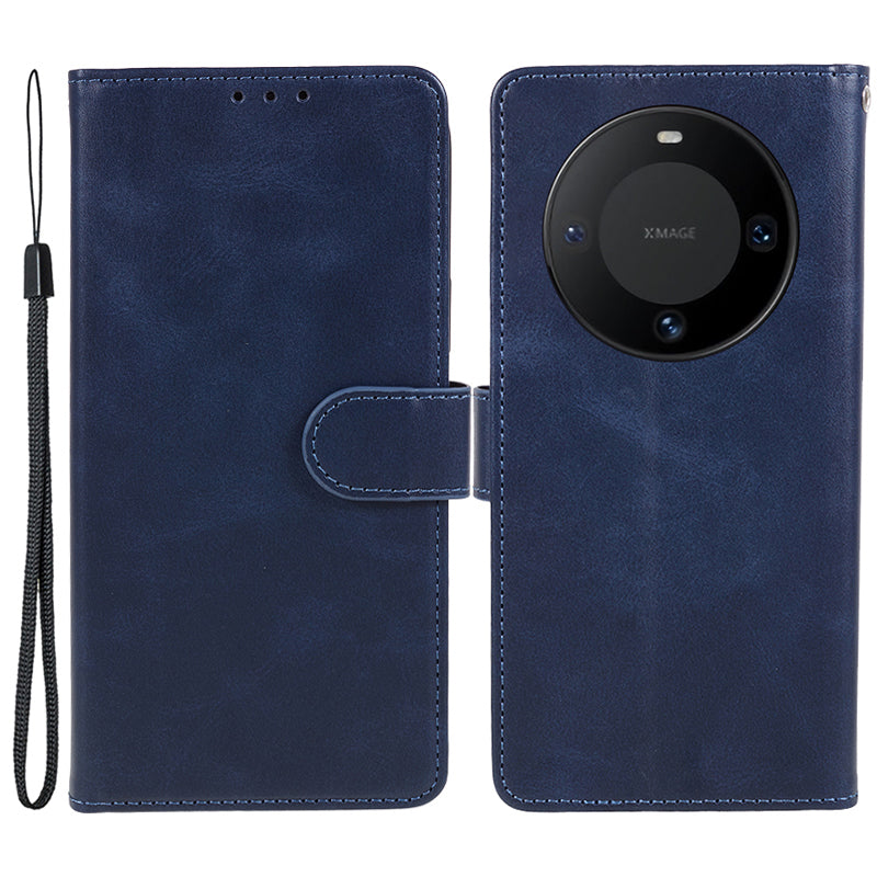 For Huawei Mate 60 Business Style Phone Cover Magnetic Clasp PU Leather Calf Texture Wallet Stand Phone Case