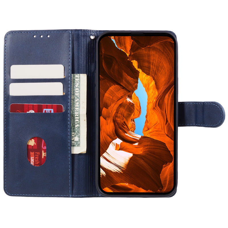 For Huawei Mate 60 Business Style Phone Cover Magnetic Clasp PU Leather Calf Texture Wallet Stand Phone Case