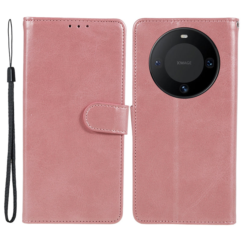 For Huawei Mate 60 Business Style Phone Cover Magnetic Clasp PU Leather Calf Texture Wallet Stand Phone Case