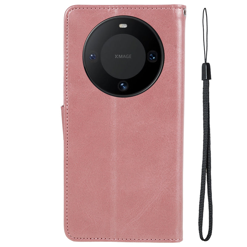 For Huawei Mate 60 Business Style Phone Cover Magnetic Clasp PU Leather Calf Texture Wallet Stand Phone Case