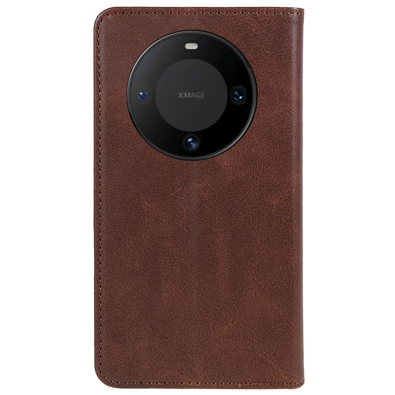 For Huawei Mate 60 PU Leather Calf Texture Stand Wallet Cover Business Style Phone Case