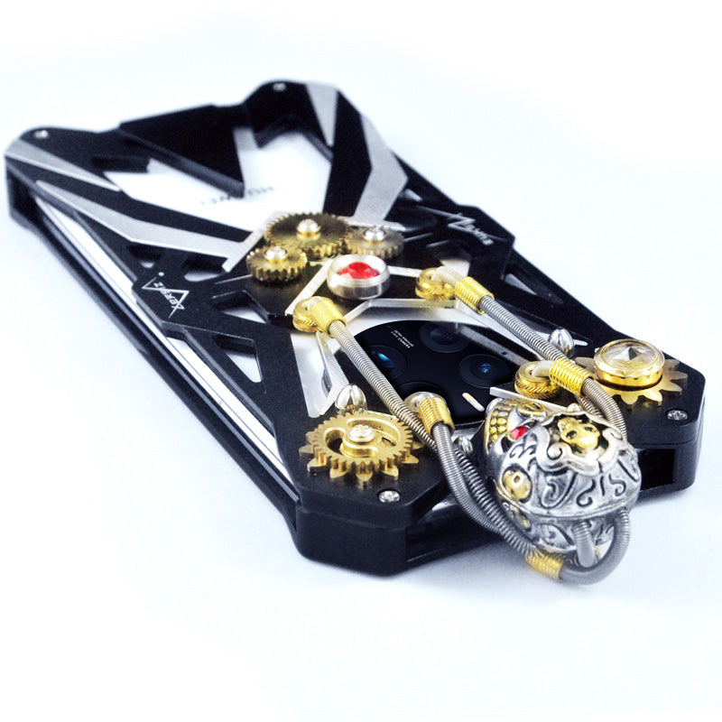 For Huawei Mate 50 Pro 4G Metal Heavy-Duty Gear Phone Case Skull Toy Rugged Cover