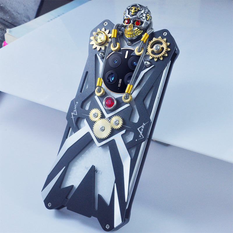 For Huawei Mate 50 Pro 4G Metal Heavy-Duty Gear Phone Case Skull Toy Rugged Cover