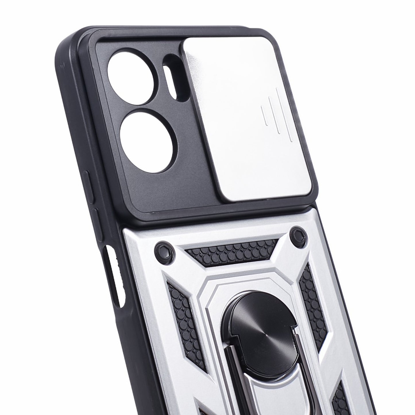 For Honor 90 Lite 5G Slide Lens Protection Phone Case PC+TPU Ring Kickstand Cover