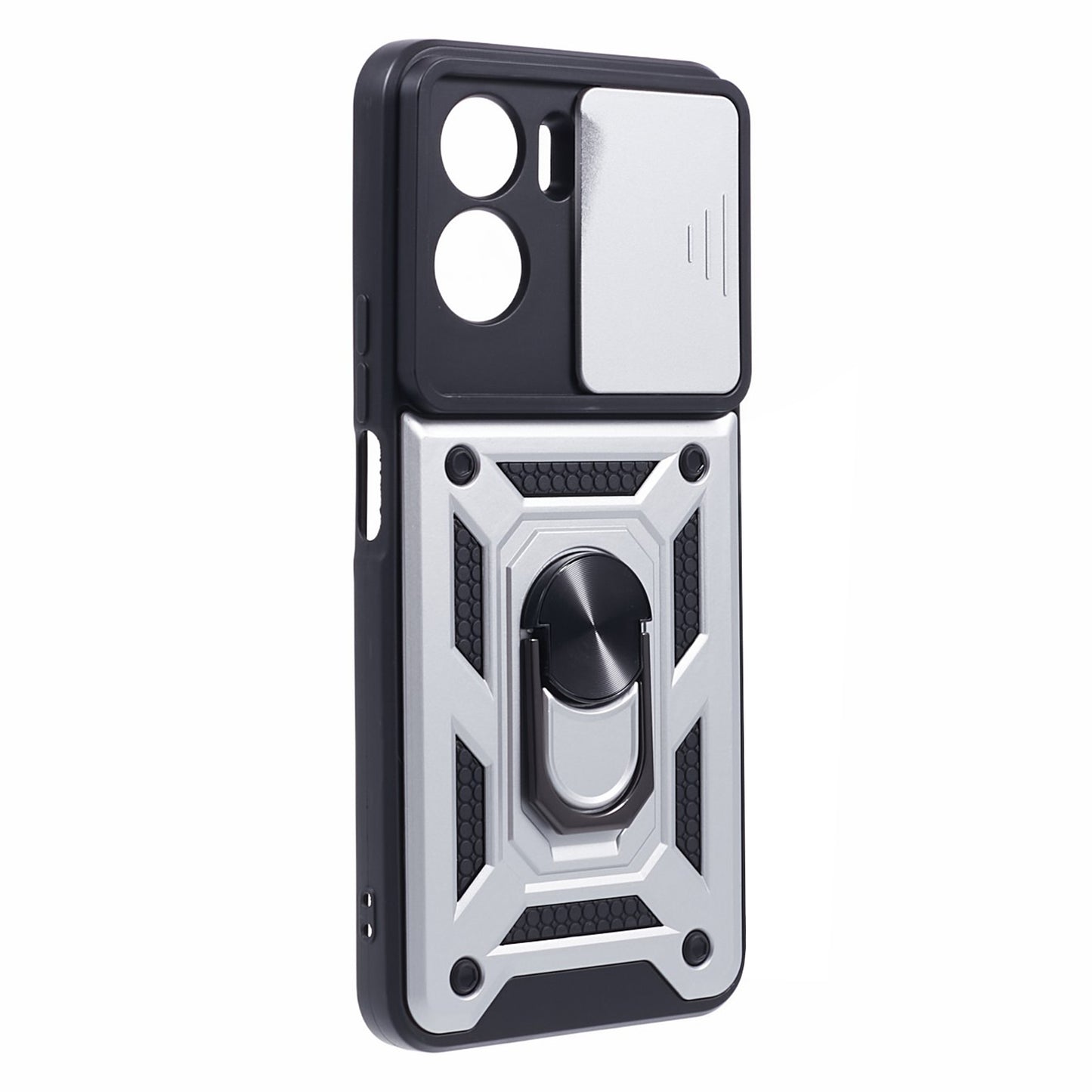 For Honor 90 Lite 5G Slide Lens Protection Phone Case PC+TPU Ring Kickstand Cover