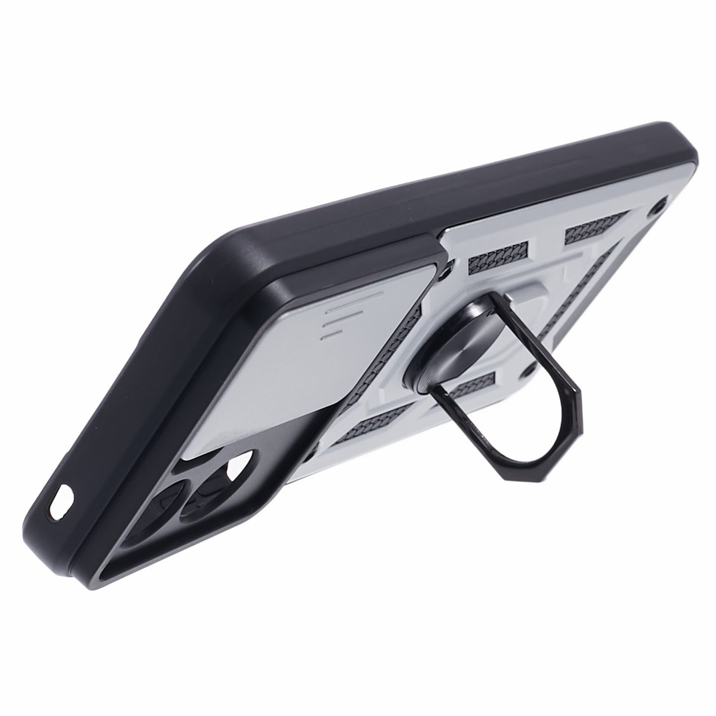For Honor 90 Lite 5G Slide Lens Protection Phone Case PC+TPU Ring Kickstand Cover