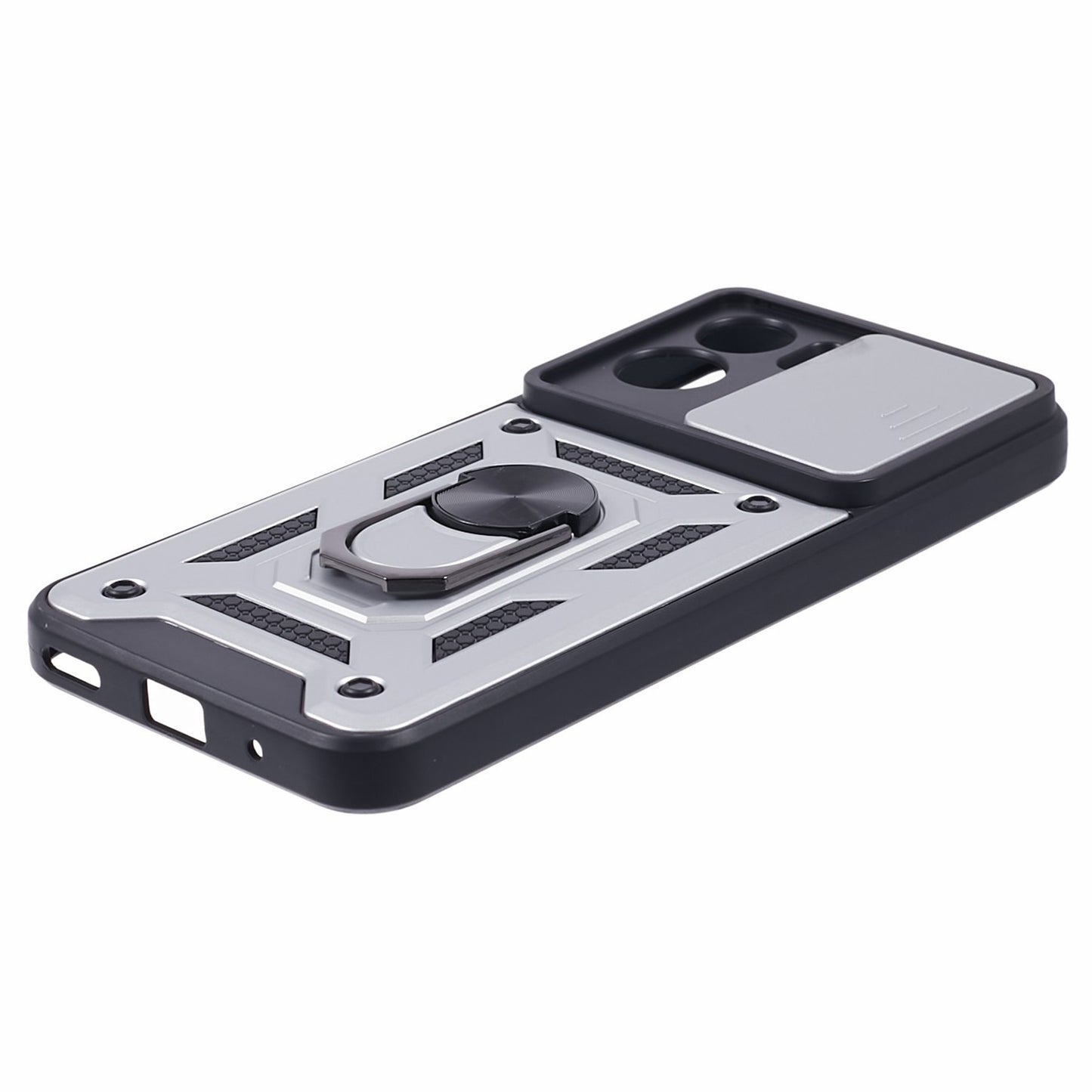For Honor 90 Lite 5G Slide Lens Protection Phone Case PC+TPU Ring Kickstand Cover