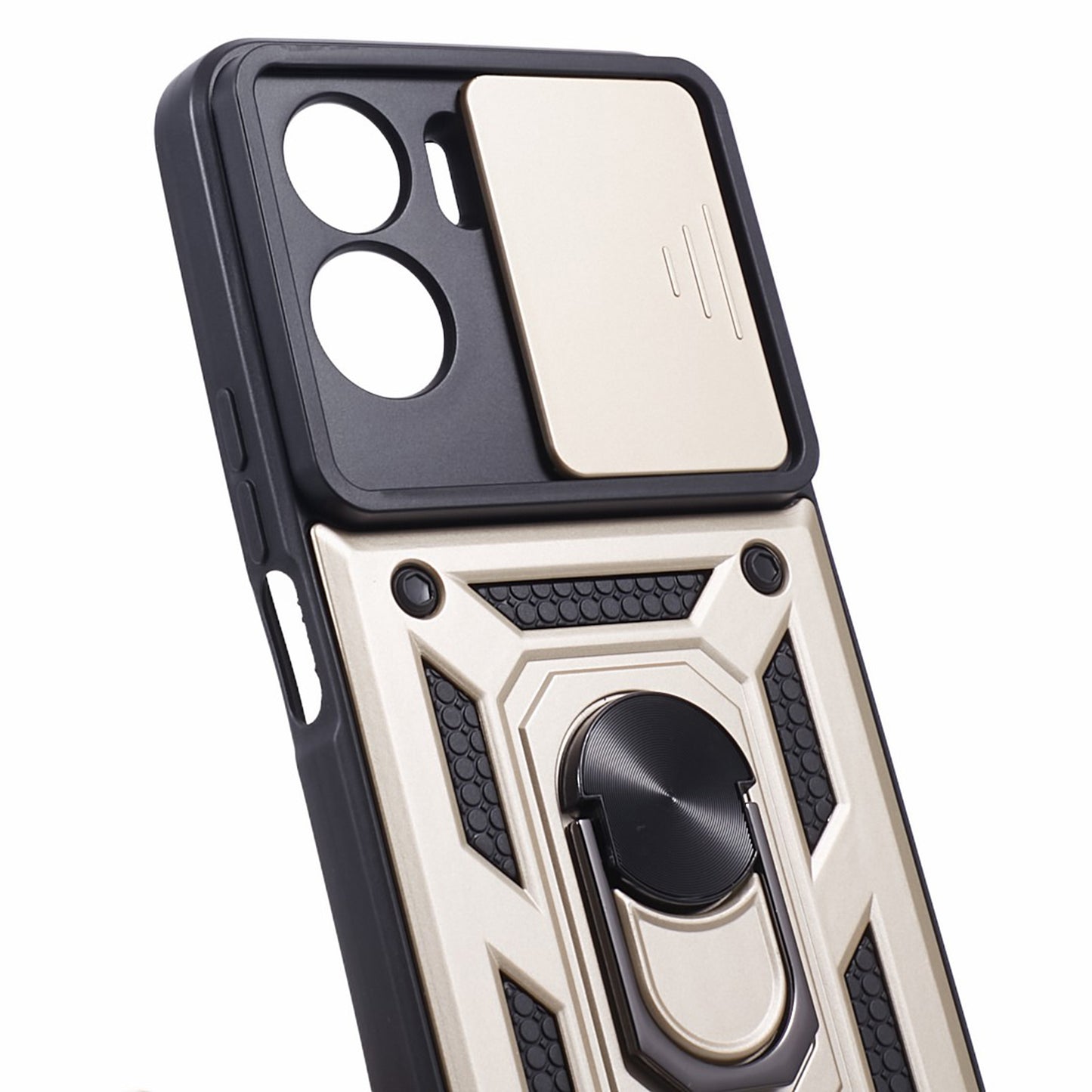 For Honor 90 Lite 5G Slide Lens Protection Phone Case PC+TPU Ring Kickstand Cover