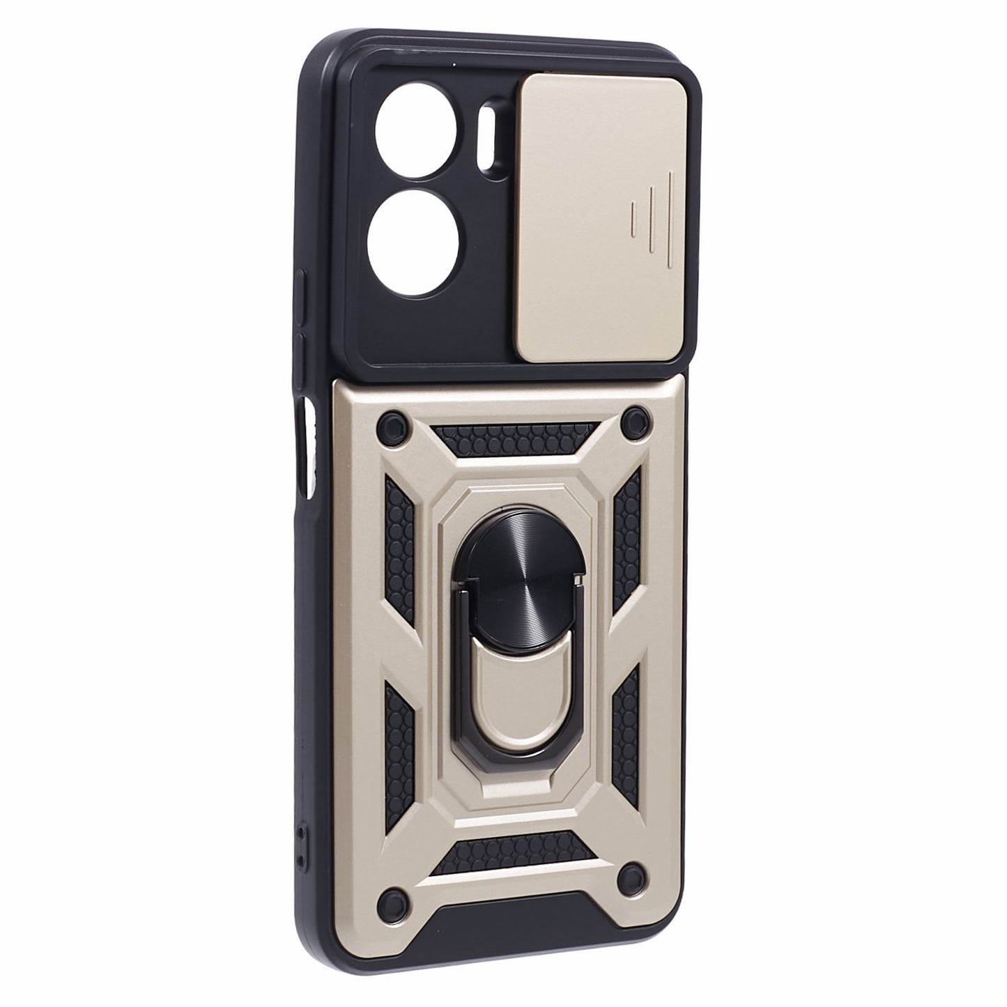 For Honor 90 Lite 5G Slide Lens Protection Phone Case PC+TPU Ring Kickstand Cover