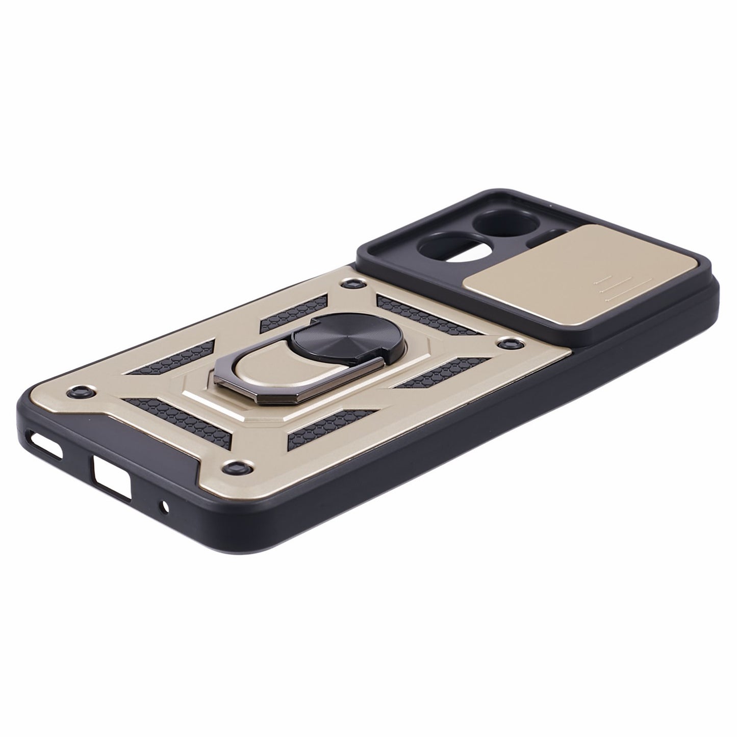 For Honor 90 Lite 5G Slide Lens Protection Phone Case PC+TPU Ring Kickstand Cover