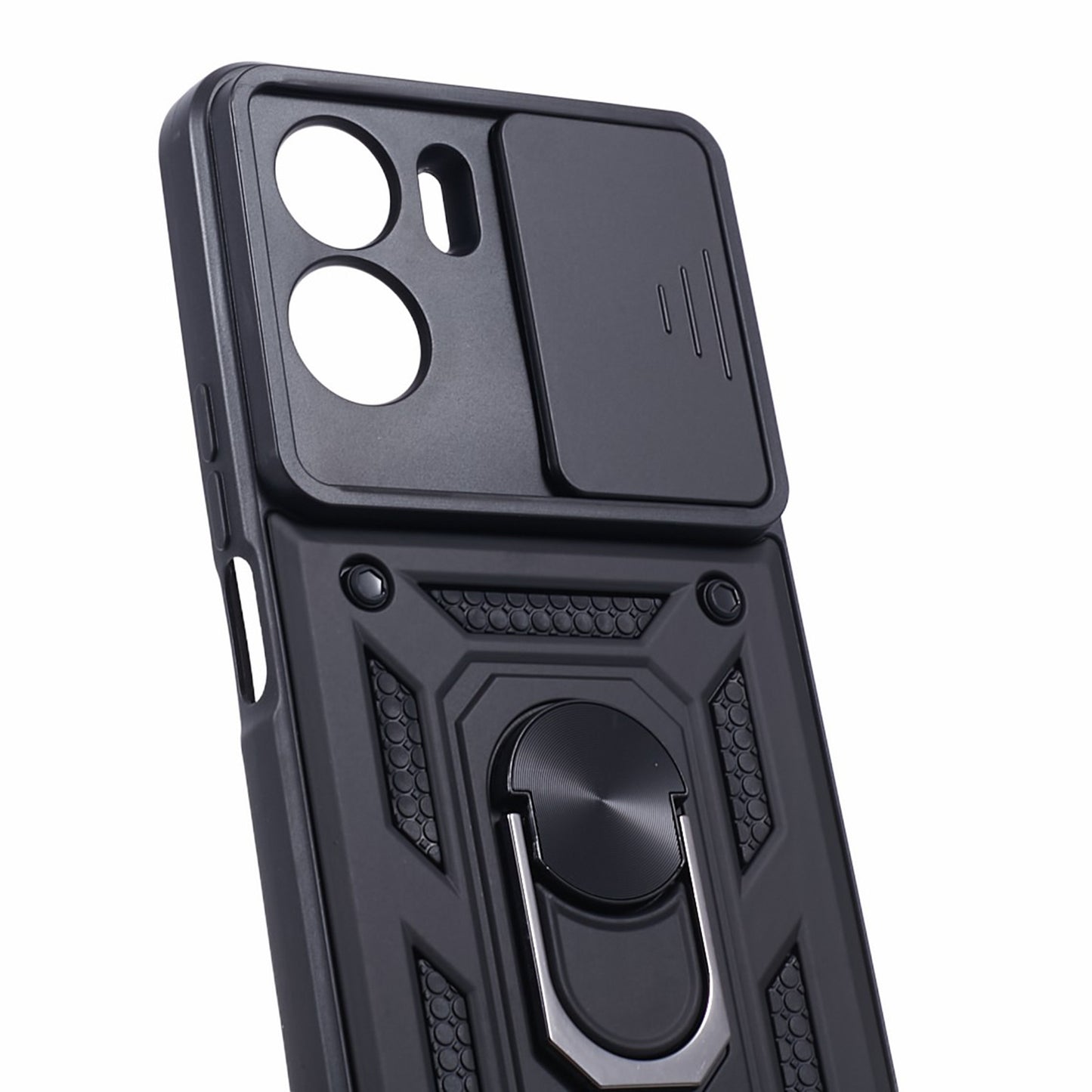 For Honor 90 Lite 5G Slide Lens Protection Phone Case PC+TPU Ring Kickstand Cover