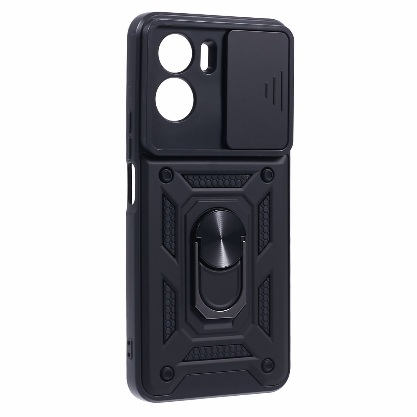 For Honor 90 Lite 5G Slide Lens Protection Phone Case PC+TPU Ring Kickstand Cover