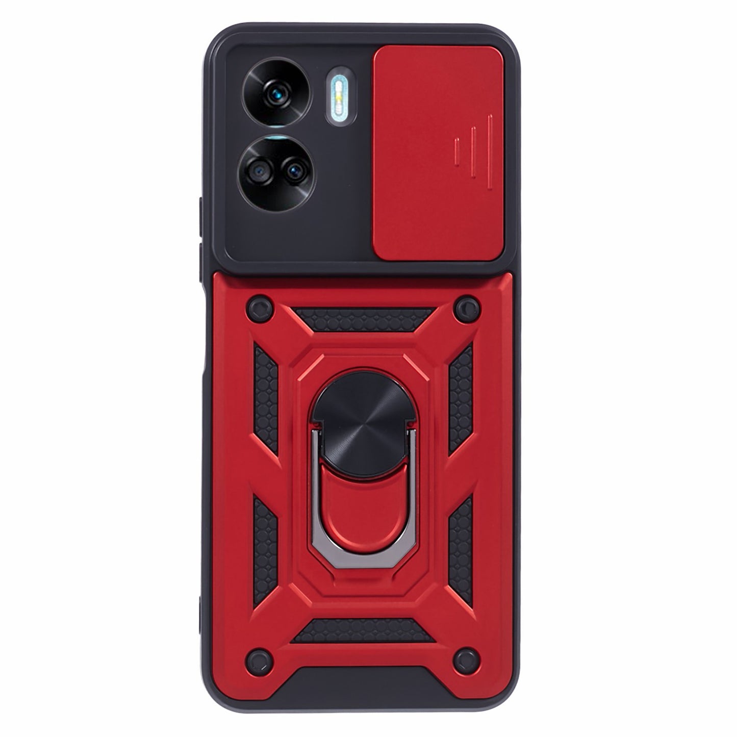 For Honor 90 Lite 5G Slide Lens Protection Phone Case PC+TPU Ring Kickstand Cover