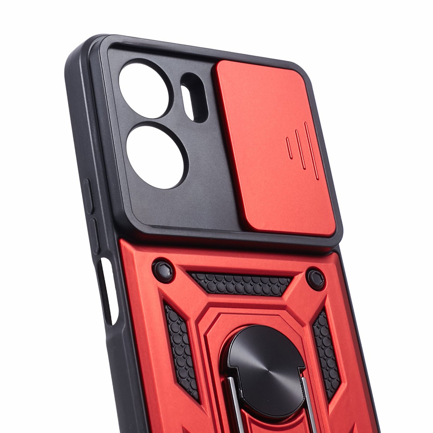 For Honor 90 Lite 5G Slide Lens Protection Phone Case PC+TPU Ring Kickstand Cover