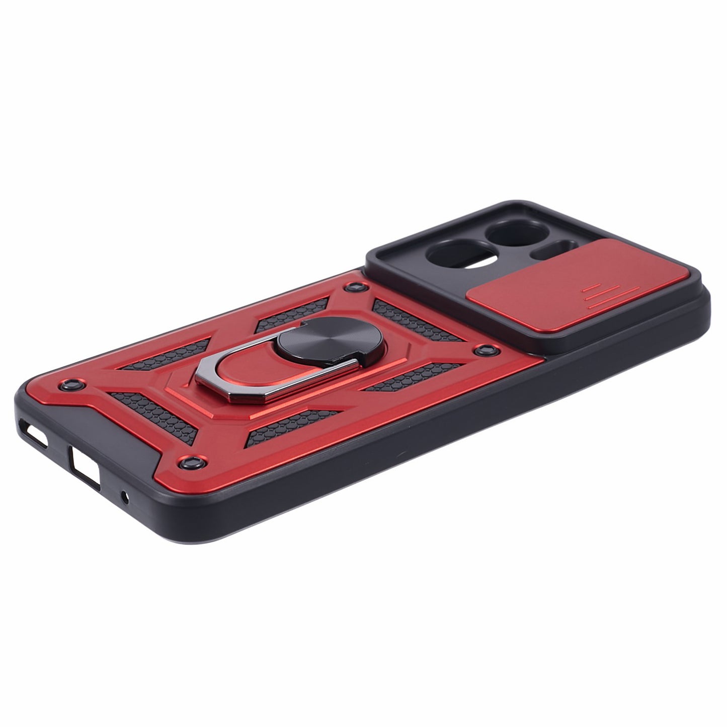 For Honor 90 Lite 5G Slide Lens Protection Phone Case PC+TPU Ring Kickstand Cover