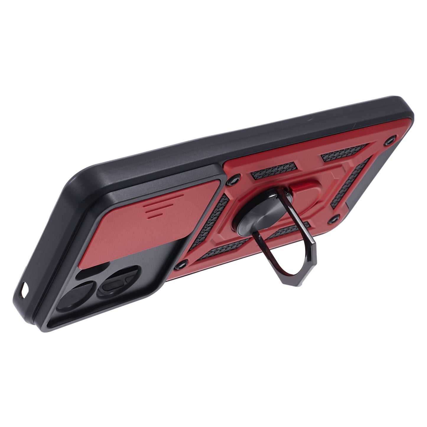 For Honor 90 Lite 5G Slide Lens Protection Phone Case PC+TPU Ring Kickstand Cover