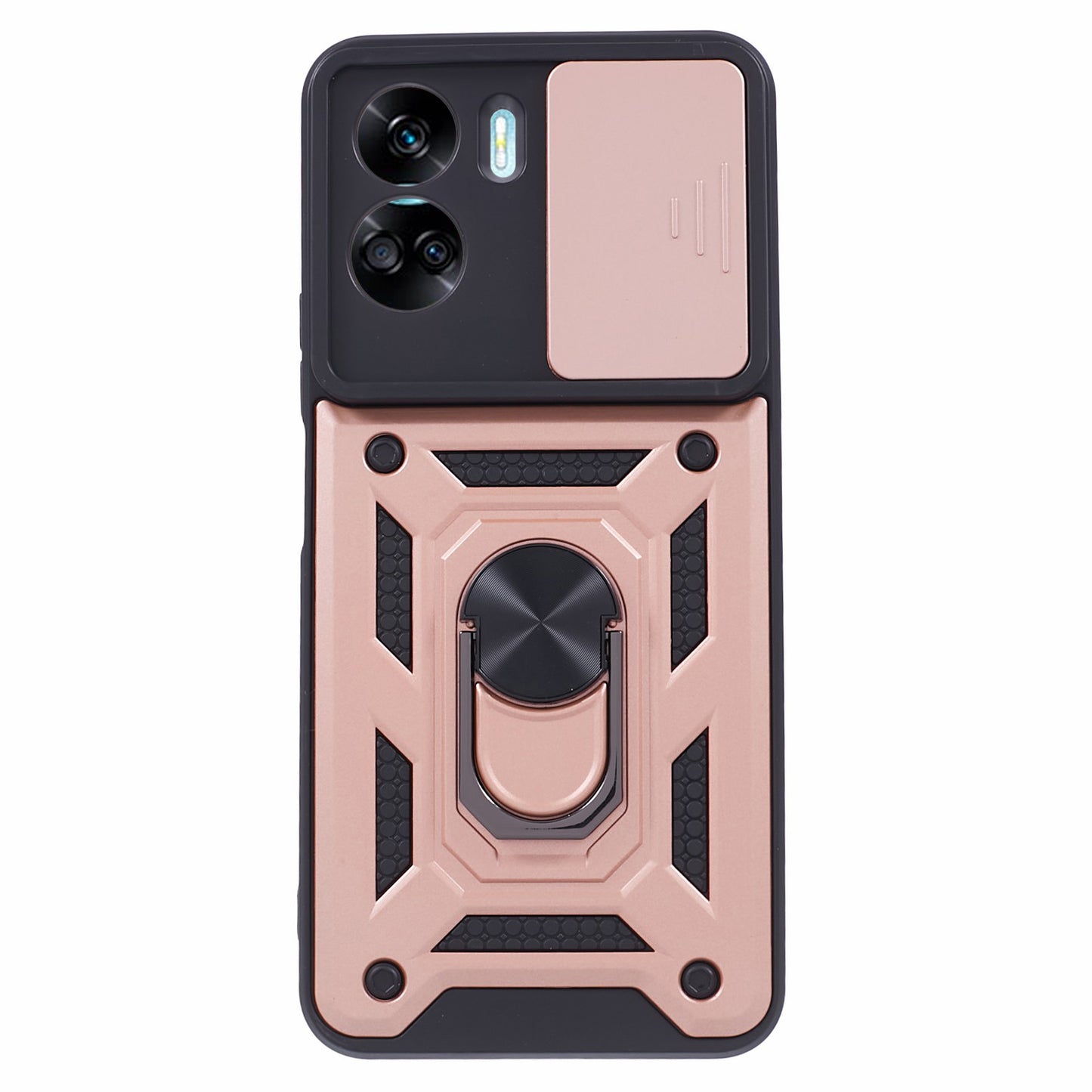 For Honor 90 Lite 5G Slide Lens Protection Phone Case PC+TPU Ring Kickstand Cover
