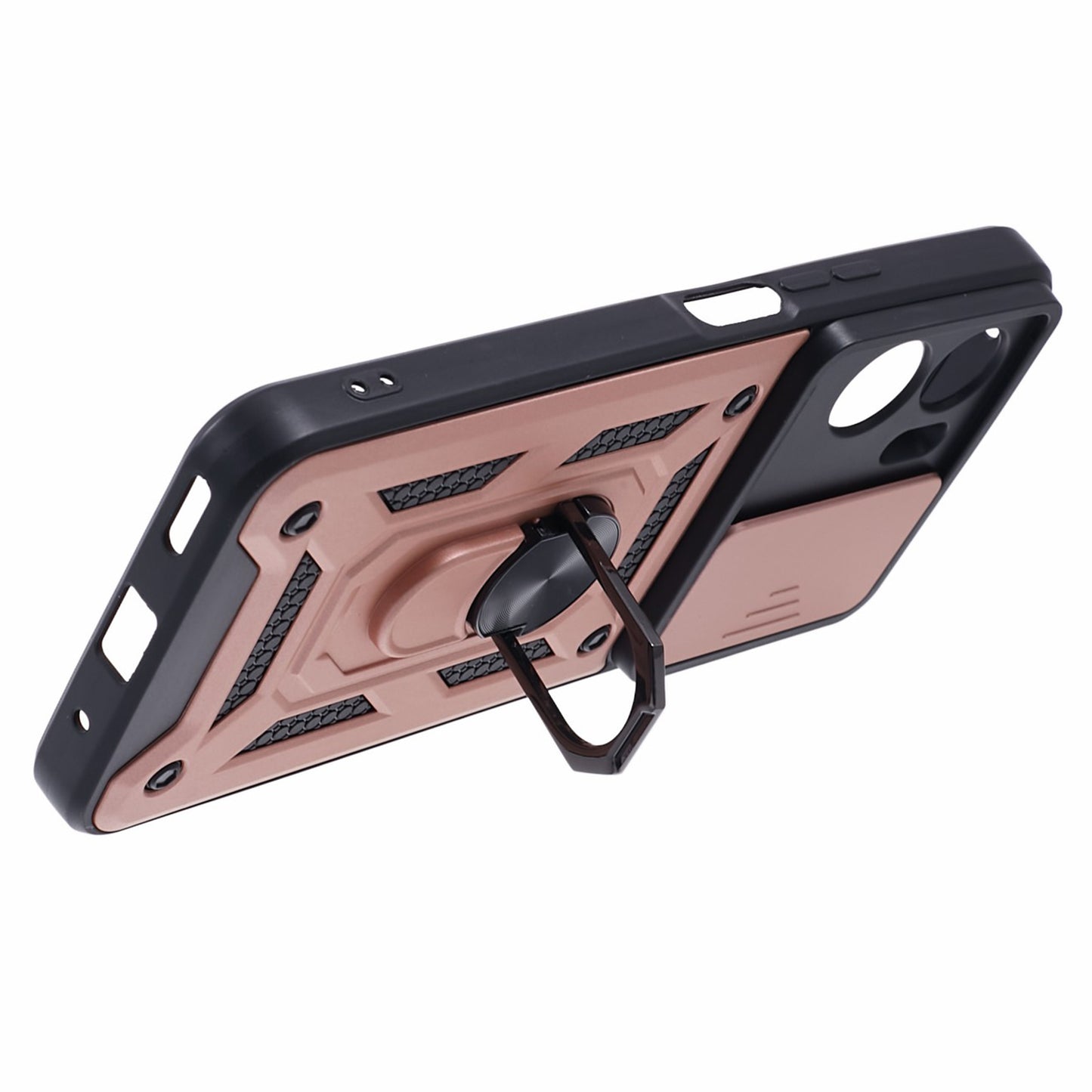 For Honor 90 Lite 5G Slide Lens Protection Phone Case PC+TPU Ring Kickstand Cover