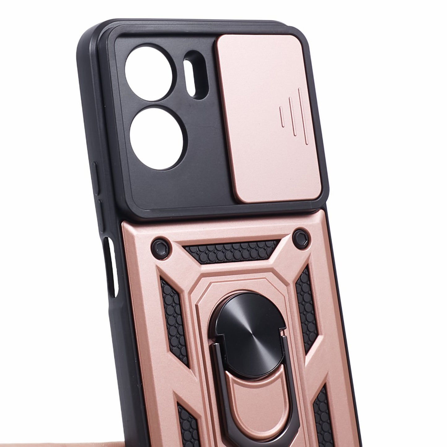 For Honor 90 Lite 5G Slide Lens Protection Phone Case PC+TPU Ring Kickstand Cover