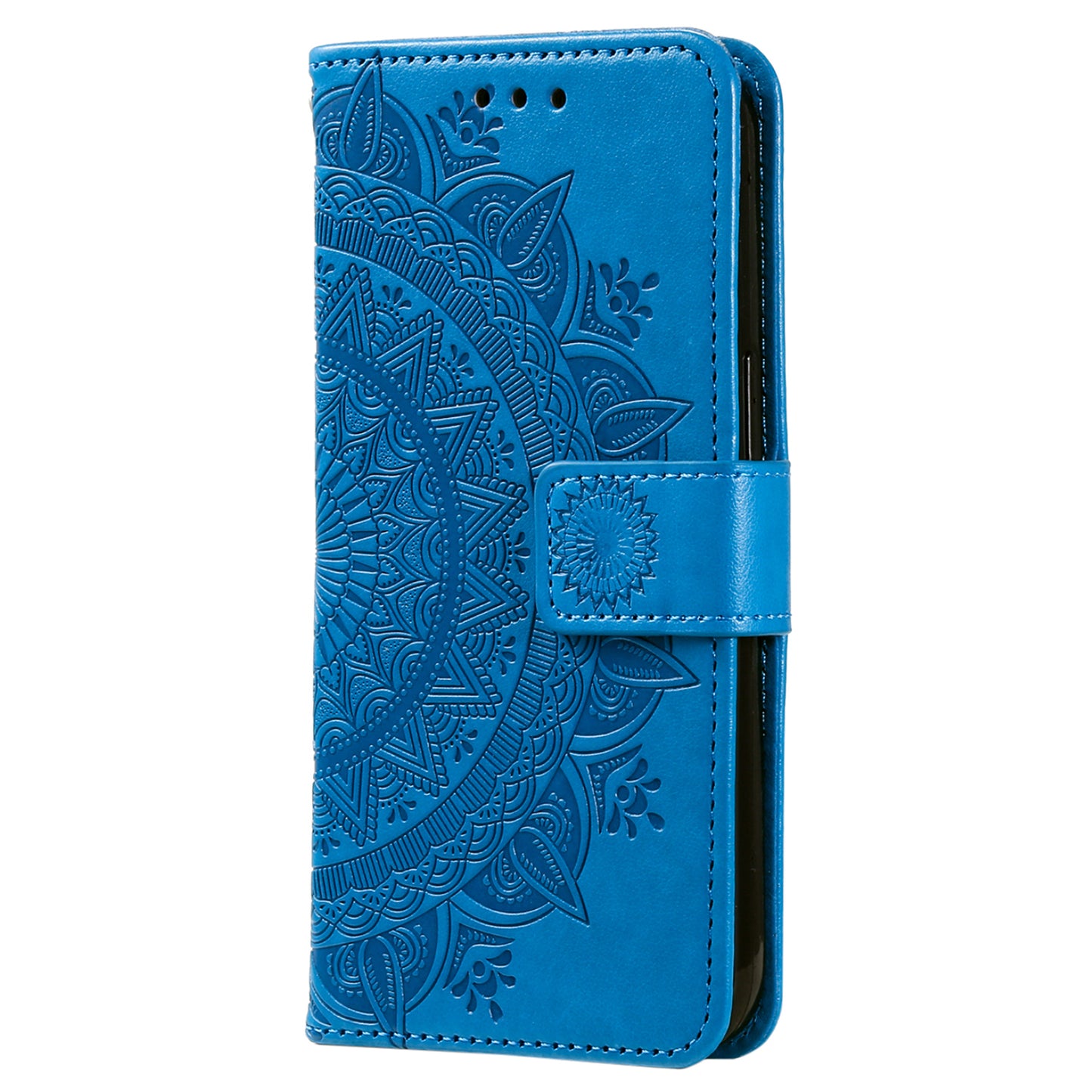 For Huawei Mate 60 Wallet PU Leather Phone Case Mandala Flower Imprinted Stand Cover with Strap
