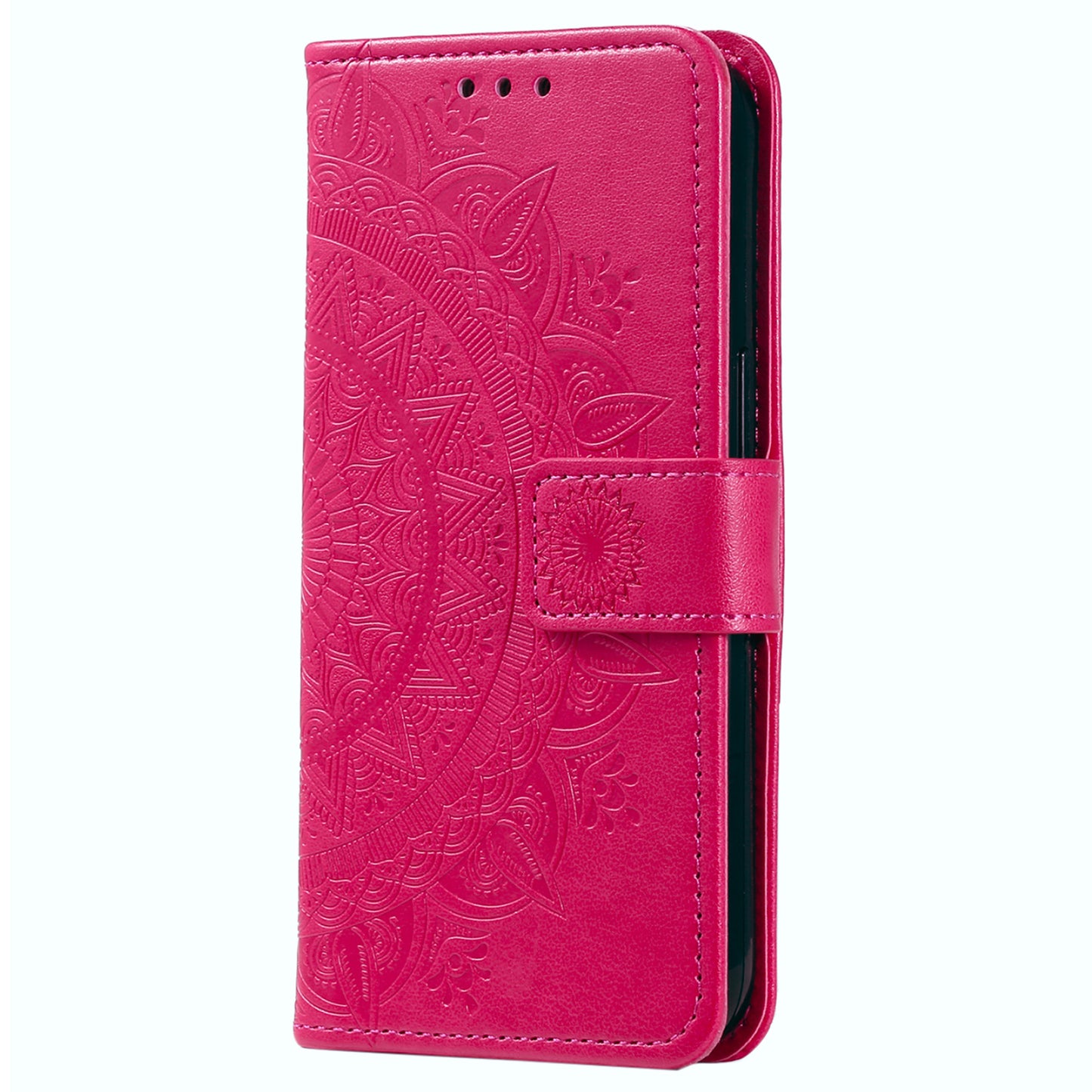For Huawei Mate 60 Wallet PU Leather Phone Case Mandala Flower Imprinted Stand Cover with Strap