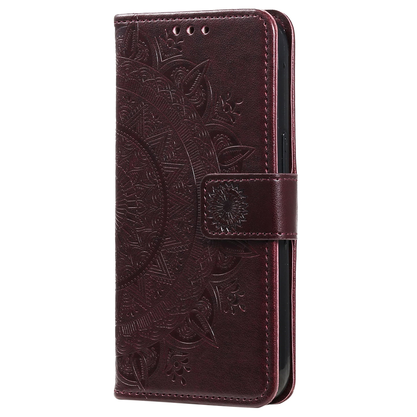 For Huawei Mate 60 Wallet PU Leather Phone Case Mandala Flower Imprinted Stand Cover with Strap