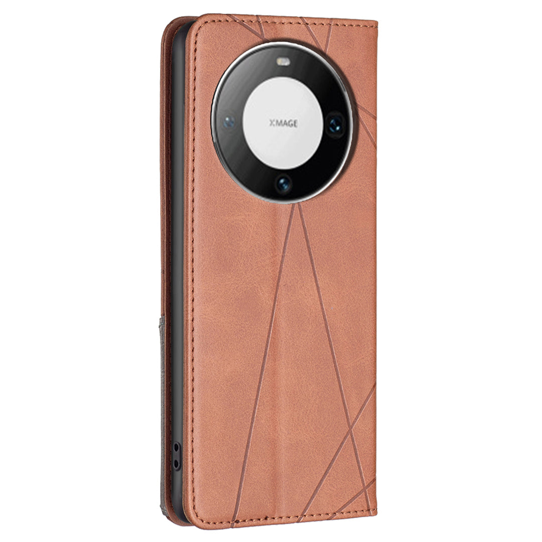 For Huawei Mate 60 Pro / Mate 60 Pro+ Card Holder Leather Case Imprinted Line Phone Stand Cover