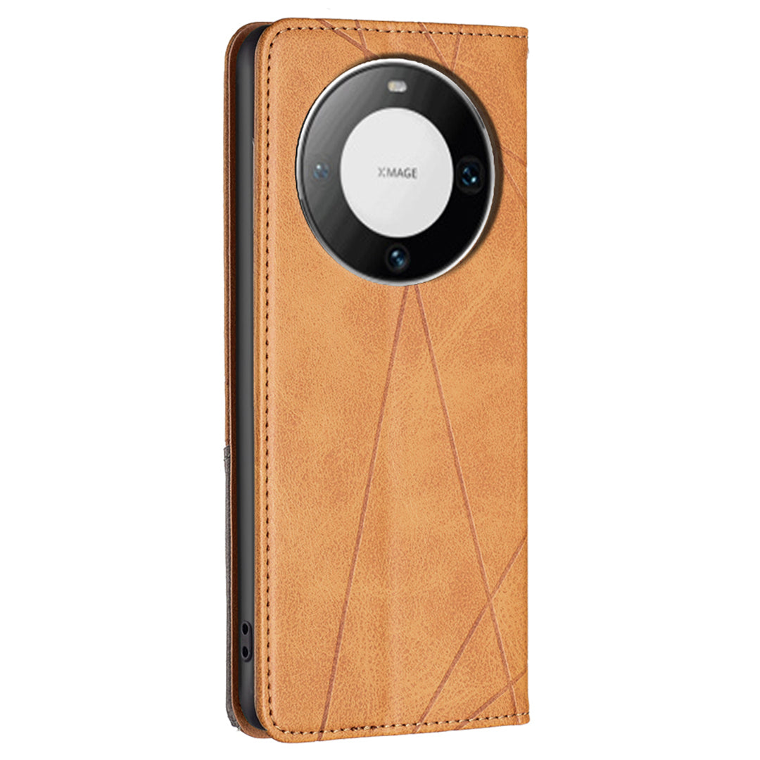 For Huawei Mate 60 Pro / Mate 60 Pro+ Card Holder Leather Case Imprinted Line Phone Stand Cover