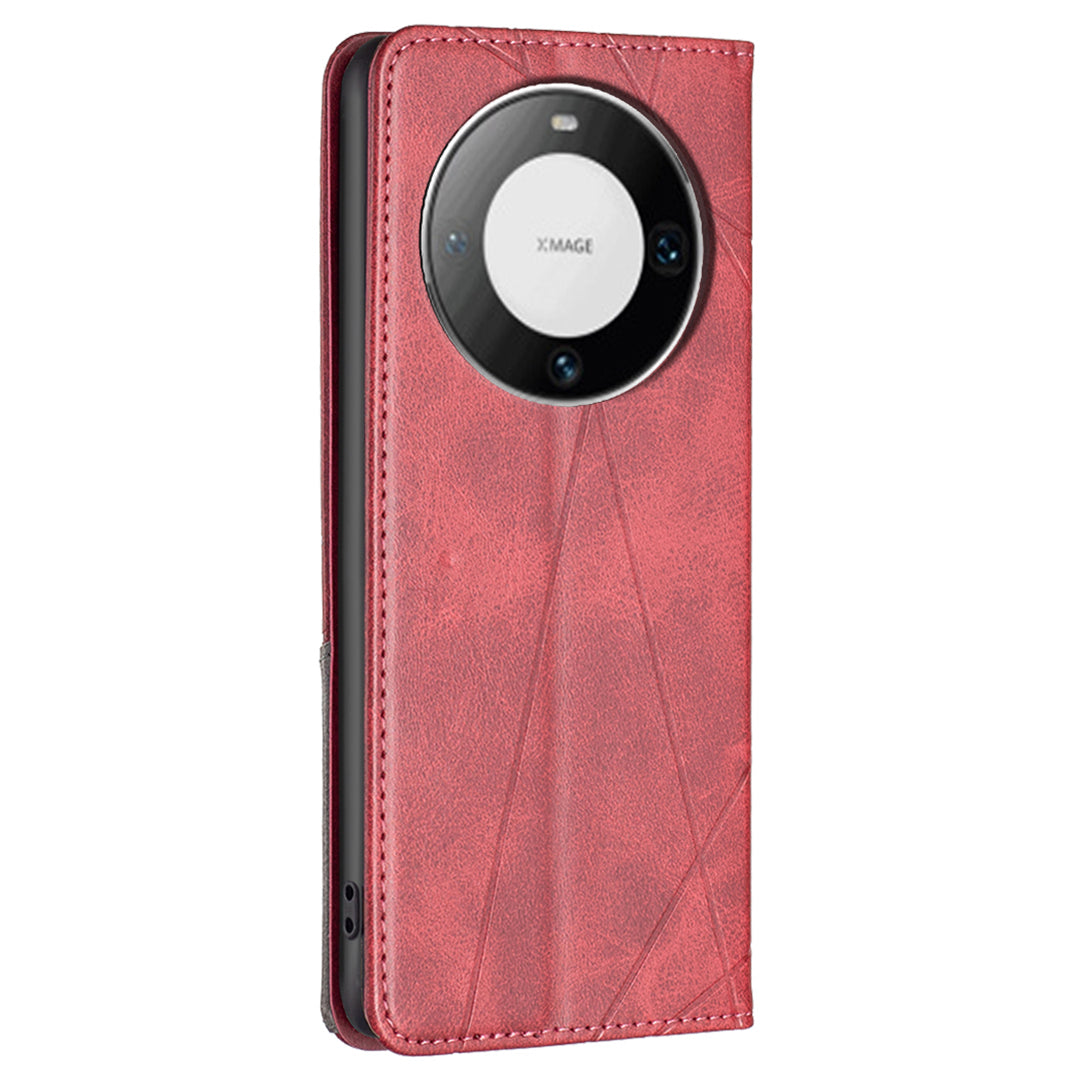 For Huawei Mate 60 Pro / Mate 60 Pro+ Card Holder Leather Case Imprinted Line Phone Stand Cover