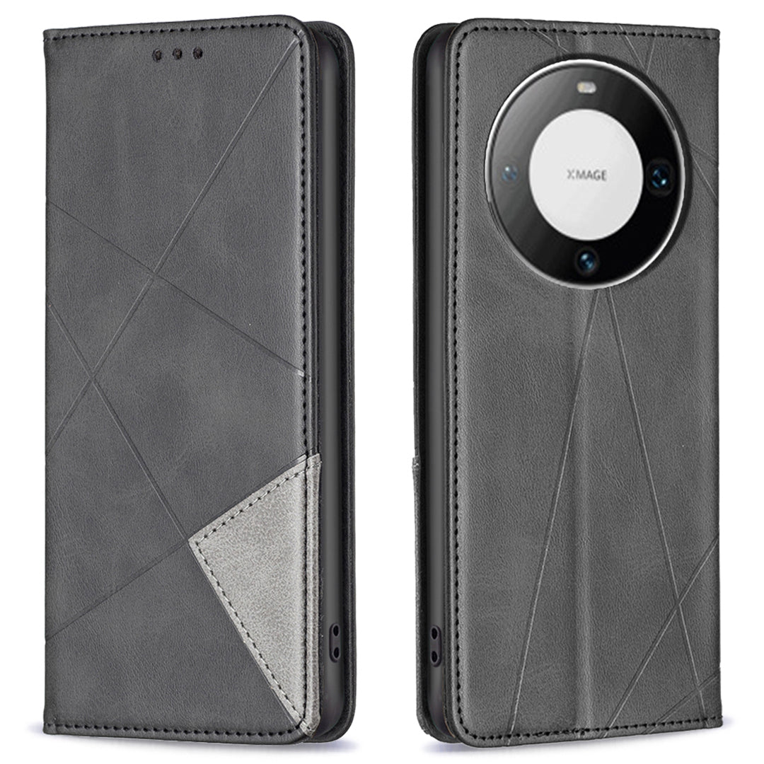 For Huawei Mate 60 Pro / Mate 60 Pro+ Card Holder Leather Case Imprinted Line Phone Stand Cover