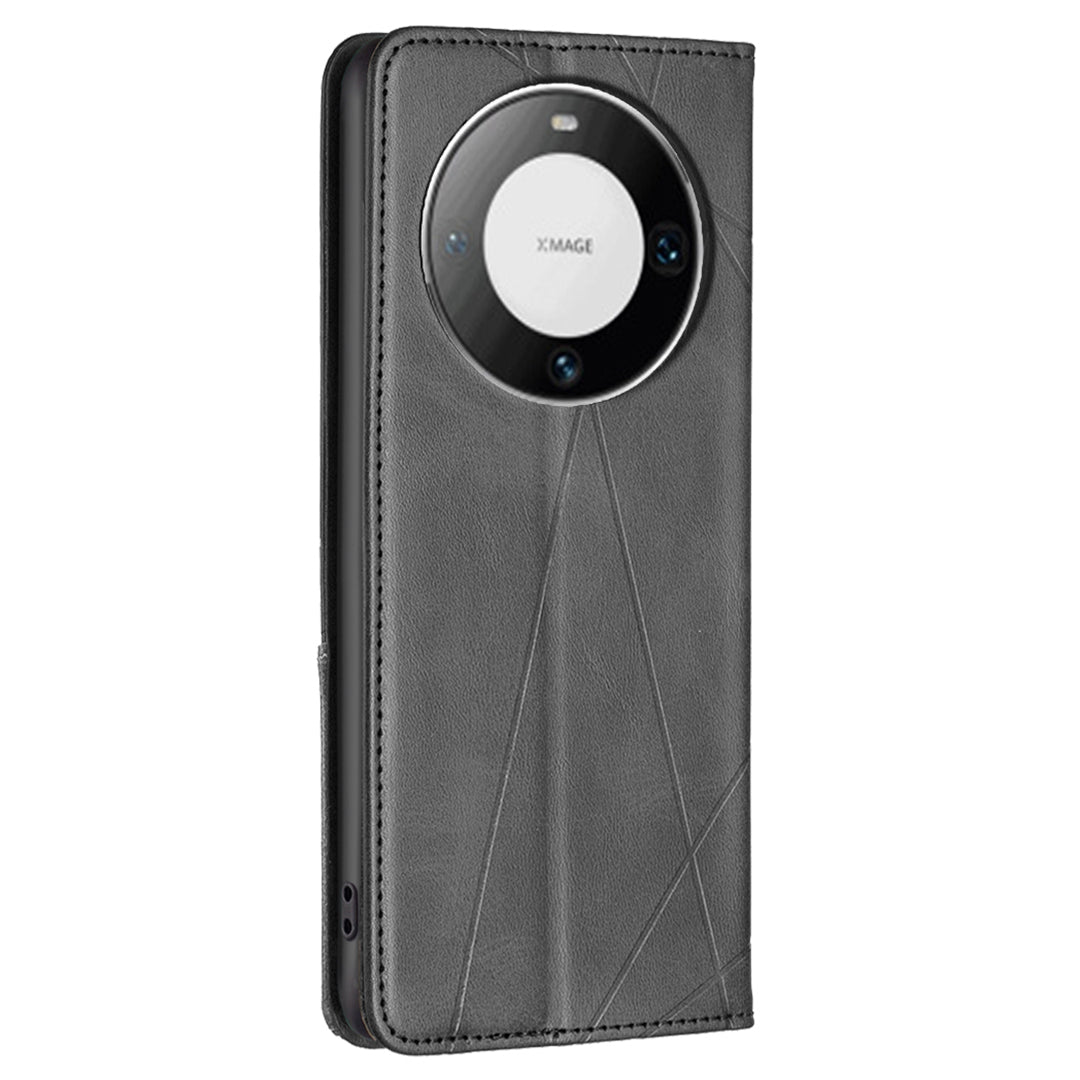 For Huawei Mate 60 Pro / Mate 60 Pro+ Card Holder Leather Case Imprinted Line Phone Stand Cover