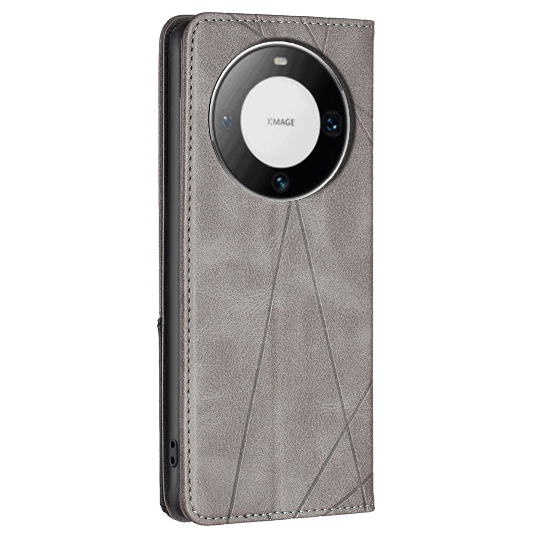 For Huawei Mate 60 Pro / Mate 60 Pro+ Card Holder Leather Case Imprinted Line Phone Stand Cover