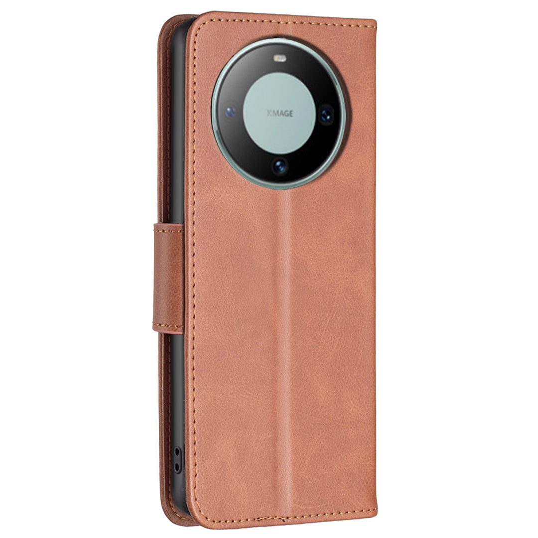 For Huawei Mate 60 Book Style Phone Wallet Case Textured PU Leather Stand Phone Cover