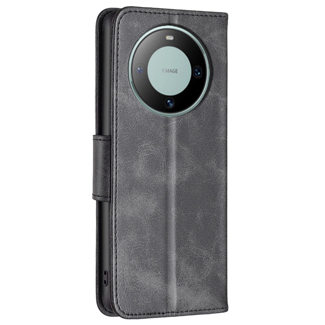 For Huawei Mate 60 Book Style Phone Wallet Case Textured PU Leather Stand Phone Cover