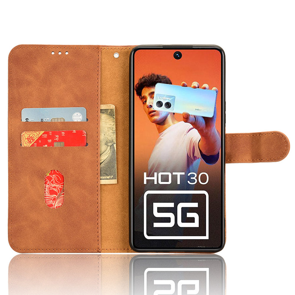 For Infinix Hot 30 5G Fall Protection PU Leather Wallet Stand Case Skin-touch Phone Cover