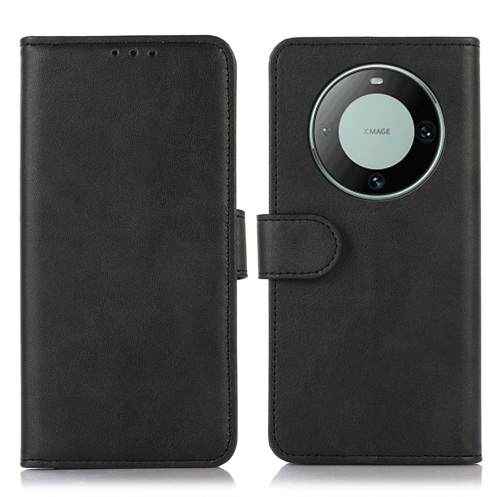 For Huawei Mate 60 Pro Cowhide Texture Cell Phone Case Leather Wallet Stand Anti-fall Cover
