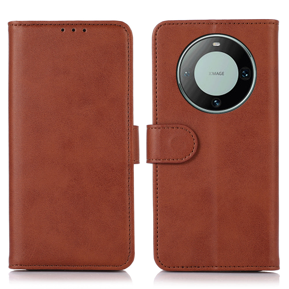 For Huawei Mate 60 Pro Cowhide Texture Cell Phone Case Leather Wallet Stand Anti-fall Cover