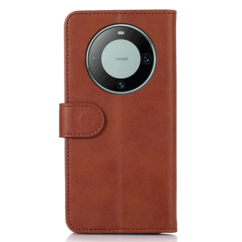 For Huawei Mate 60 Pro Cowhide Texture Cell Phone Case Leather Wallet Stand Anti-fall Cover