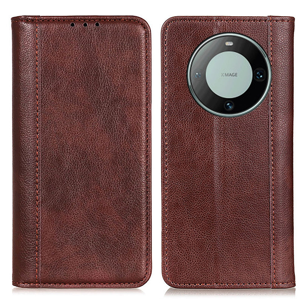 For Huawei Mate 60 Pro Anti-scratch Litchi Texture Phone Case Split Leather Wallet Stand Cover
